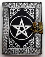 2737 - Silver/Black Leather Embossed Pentagram Journal